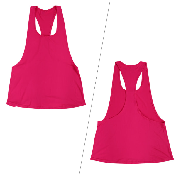Kvinder hurtigtørrende vest ærmeløs skjorte tanktop yoga løb Sport fitness Rose Rød M
