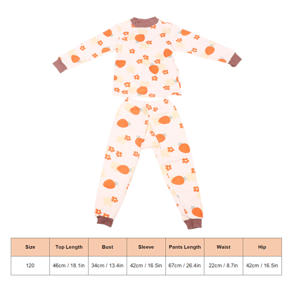 Barneundertøy i termisk materiale med halv høy krage, stramme mansjetter, elastisk midje, lang ermet topp og lang undertøysett med røde blomster, 120 cm/47,2 tommer