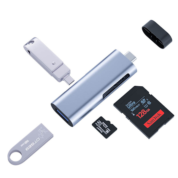 USB C SD-kortläsare i aluminiumlegering, robust dataöverföring med minneskortläsare för snabba överföringar