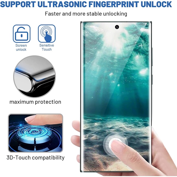 Reptåligt skärmskydd för Galaxy S22 Ultra, Hydrofob Oleofobisk Teknologi, Perfekt Skydd Ultraklar Transparent Kameralins
