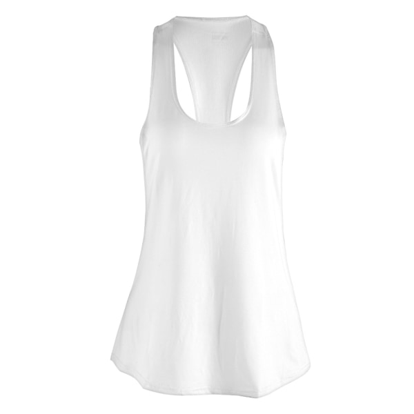 Kvinder Hurtigtørrende Vest Ærmeløs skjorte Tanktop Yoga Løbesport Fitness Hvid S