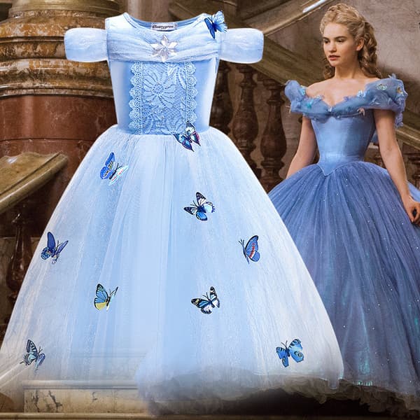 Prinsessekjole Elegant Blå Barn Kostyme Blå