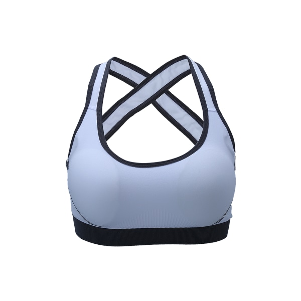 Naisten jooga- fitness Stretch -harjoitustankkitoppi saumattomat kilpa-selkäpehmustetut urheiluliivit (valkoinen L)