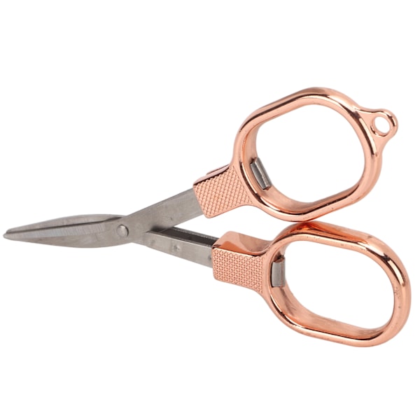 Kompakt Hopfällbar Sax, Roséguld Rostfritt Stål Teleskopisk Skärare, Bärbar Säker Design för Rese Broderi DIY, Perfekt Gåva för Entusiaster