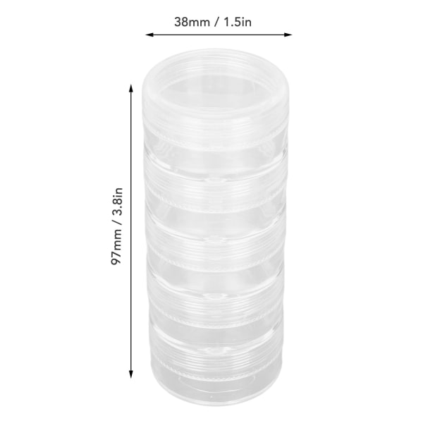 5-lagers förvaringslåda för klockdelar, transparent behållare för klockskruvar, komponenter och urverk, 1,5 tum