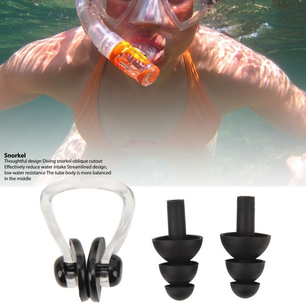 Professionelt dykkersnorkeludstyr med hovedbånd, ørepropper og næseklemme til dykning, svømning og vandsport