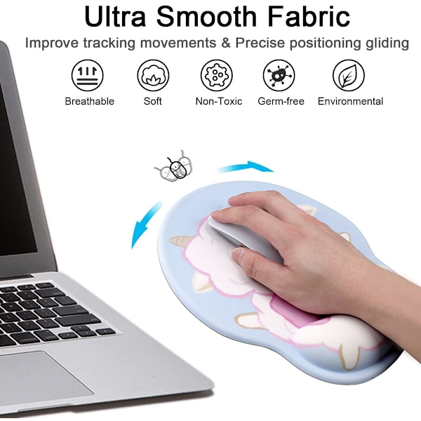 Söt Musmatta, Ergonomisk Design med Handledsstöd i Memory Foam, Söta Mönstrade Kontorstillbehör för Gaming & Arbete (10,6 Tum X 9 Tum)