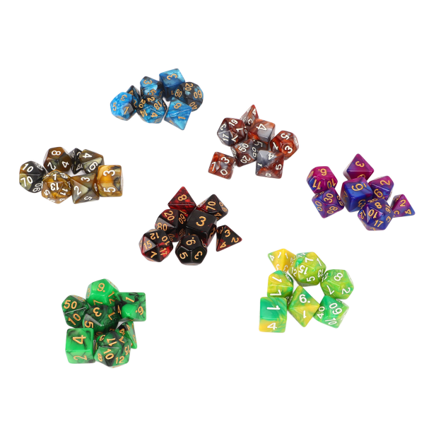 49 STK Multifacetterede terninger 7 farver klare tal Akryl polyhedral