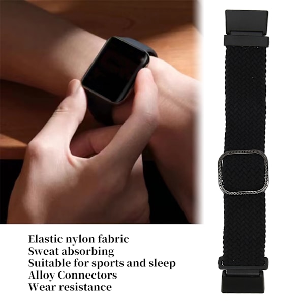 Elastisk klockarmband i nylon för Redmi Watch 2 - Justerbar legering - Sportklockarmband i vävt nylon - Svart