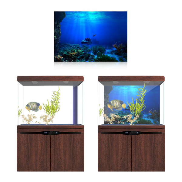 Adhesive Seaworld Background Poster for Aquarium Fish Tank Decoration 61 X 30cm