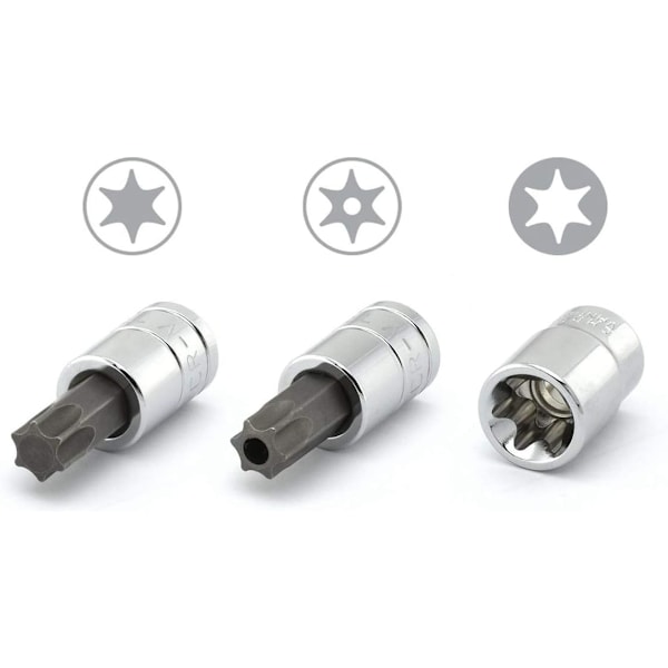 Högkvalitativ Torx Bit Hylsnyckelsats, Precisionskonstruerad För Hållbarhet Och Noggrannhet, Kromvanadinstål, Professionellt Mekanikerverktyg, T8-T55, Med