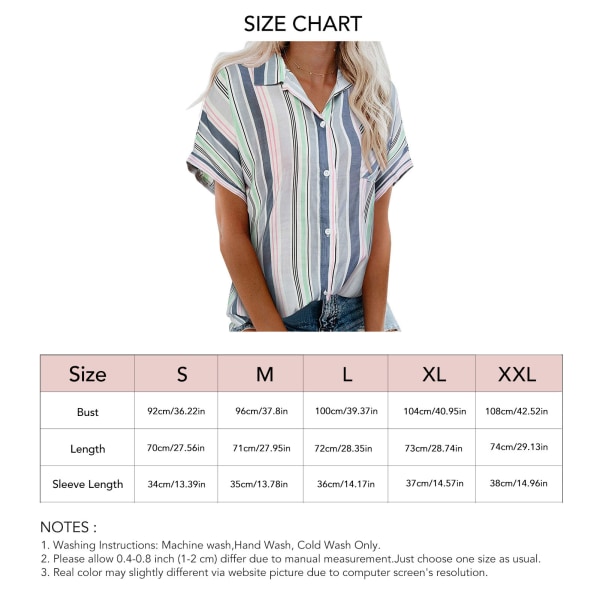 Kvinnor Button Down-skjortor V-halsrandig kortärmad framficka Sommar Casual Blusar Toppar för arbete Dagligt slitage Typ 3 S
