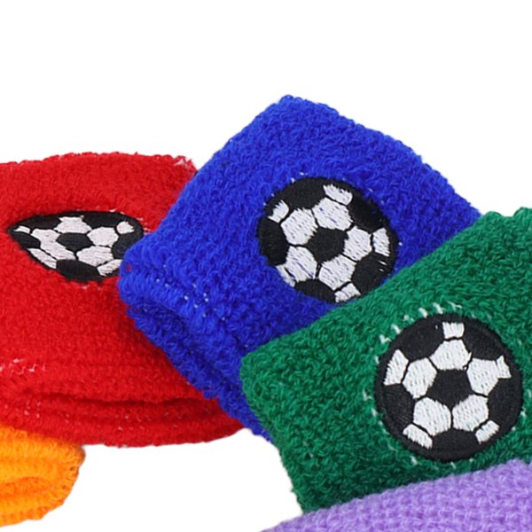 6 stk. svettebånd for barn i polyesterfiber, myke, pustende, assorterte farger, sportsarmbånd for barn til basketball, fotball og løping