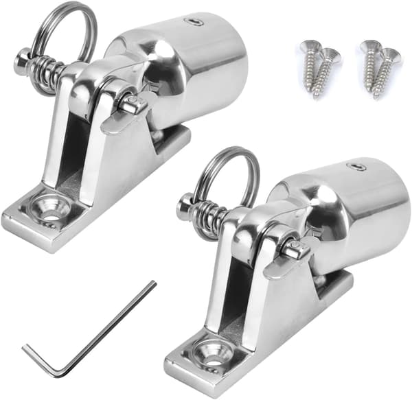 Bimini Top Hardware, Dækhængsel med Quick Release Pin, Øje Endekappe, 316 Rustfrit Stål (2 Par)