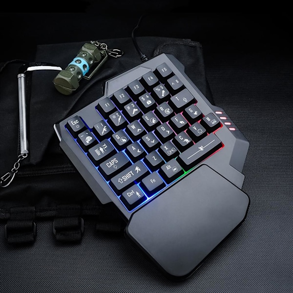 Mekaniskt Gamingtangentbord En Hand, 35 Tangenters Portabelt Tangentbord Med Blå Brytare, Ergonomisk Design För Professionella Gamers
