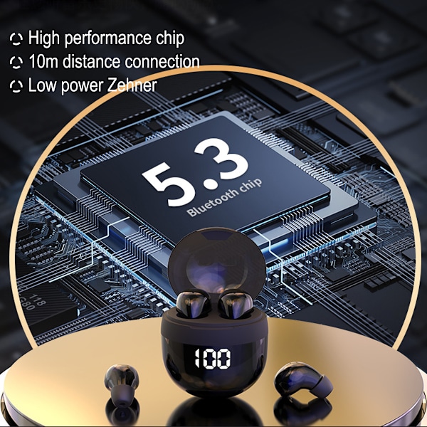 True Wireless Hörlurar För Ios Android, Bluetooth 5.3 Hörlurar Med LED Batteridisplay, Portabelt Laddningsfodral Ingår, Djupt Basljud, IpX5
