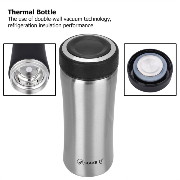 Vakuumkopp i rustfritt stål termisk isolert kaffevannflaske for utendørs reiser (Sliver)
