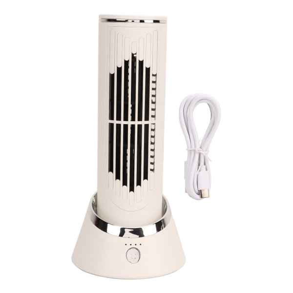 Tower Desk Fan Quiet 3 Speeds Bladeless Rotating USB Portable Electric Standing Table Fan for Office Bedroom White