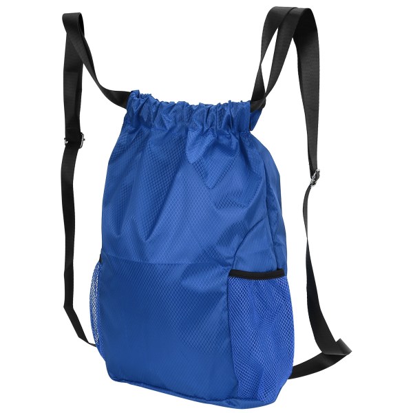 Kiristysnyörillinen tasku Kaksinkertainen olkapääreppu Paksutettu vedenpitävä matkasäilytyslaukku Royal Blue
