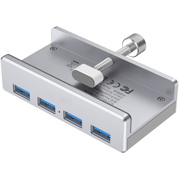 Usb 3.0 Hubb Med Justerbar Bordsklämma, Utrymmesbesparande Design För Skrivbord, PC, Bordskant, Multi Usb Port Expander Med Plug & Play Funktion,