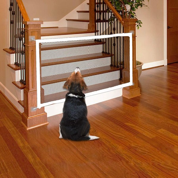 Indendørs hundegård isoleringsport bærbar sikkerhed foldbar sammenklappelig trappe hundegård til kat hvid 28,3 x 70,9 tommer