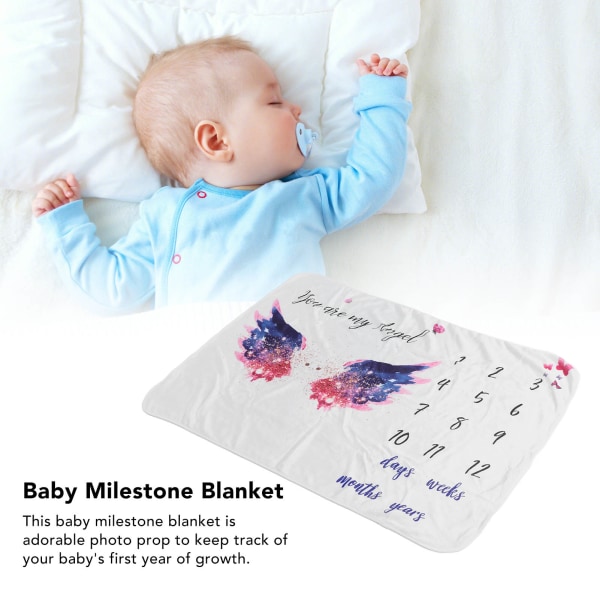 Baby Milestone Teppe Ca. 39,4x29,5in Stjerne Ving Stil Første År Kalender Baby Milestone Foto Prop for Baby Toddler