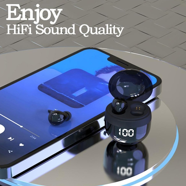 True Wireless Hörlurar För Ios Android, Bluetooth 5.3 Hörlurar Med LED Batteridisplay, Portabelt Laddningsfodral Ingår, Djupt Basljud, IpX5