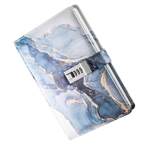 Diary with Lock Personal PU Leather Notebook Lockable Diary Boys Dark Blue