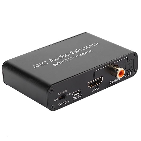 HDMI ARC Ljudextraktor, RCA Stereo Utgång, 3,5mm Hörlursport med Högpresterande Förstärkare, Optisk TOSLINK SPDIF för Hemmabiosystem