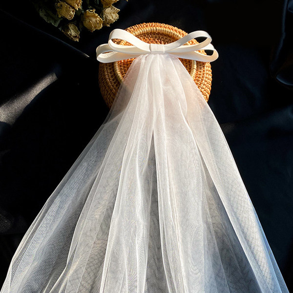 Brudens bryllup slør Brudesløjfe Tyl slør med sløjfe bachelorette