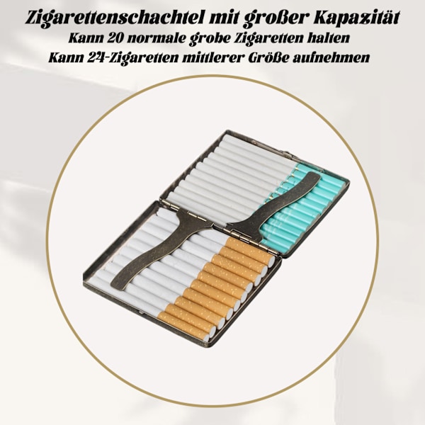 Cigarettetui 20 Cigaretter, Klassiskt Metall-Cigarettetui, bärbar Cigarettbox av Metall, Retro cigarettetui Legering Cigarettbox, rymmer