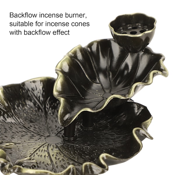 2 st Backflow Rökelsebrännare Lotus Blad Form Brons Färg Hem Dekoration Prydnader