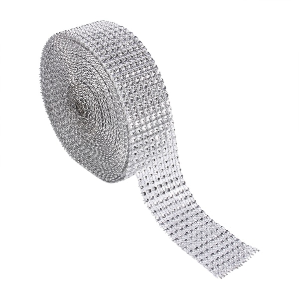 10 Yard Rhinestone Mesh Ribbon Roll Crystal Diamond Wrap for Arts and Crafts Project Silver