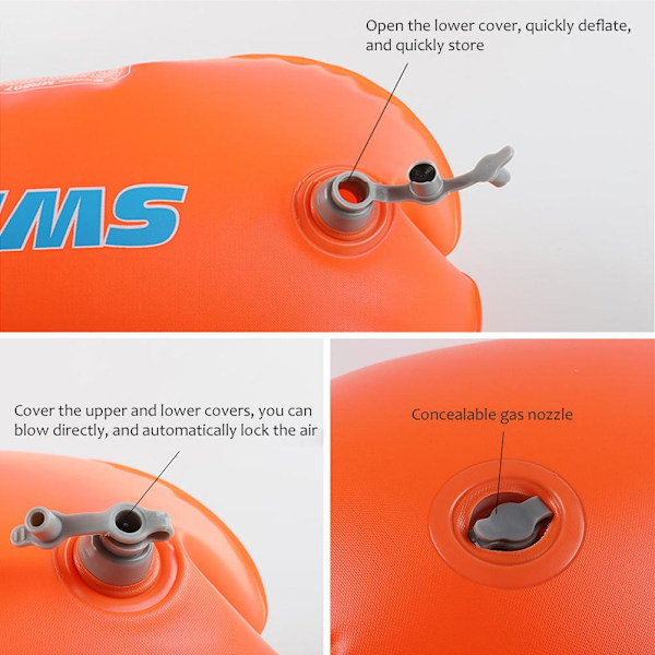 Swim Sentry: GPS-spårningsfunktioner, högkvalitativt PVC-material för simning i öppet vatten, snabb uppblåsning och tömning av simboj för säkrare simträning