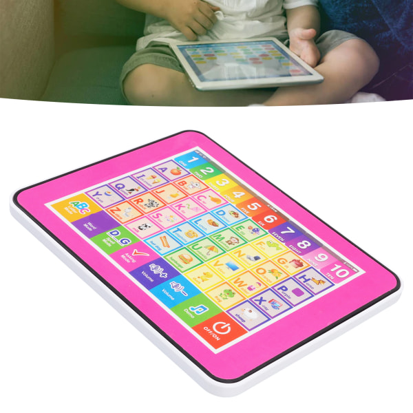 Children English Learning Machine 6 Educational Functions Rich Content Adjustment Volume Smart Toy Tablet for Home Travel Pink