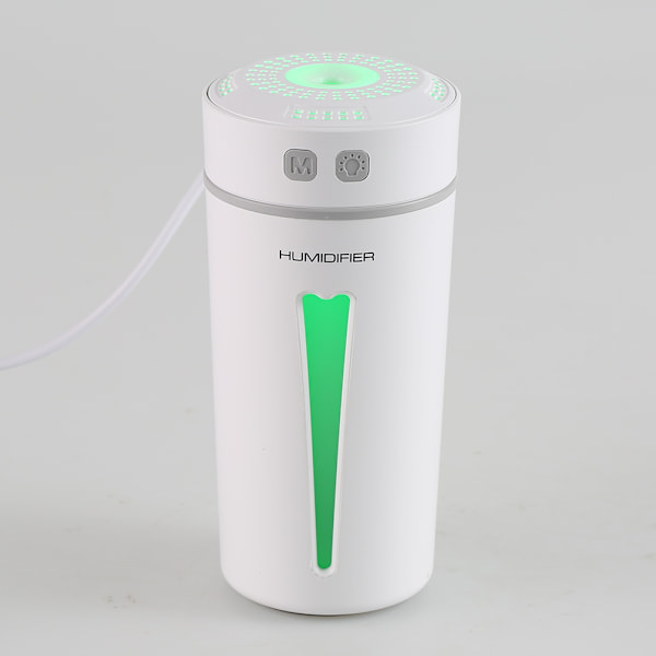 USB Kopformet Hjemmekontor Billairfugter Diffuser med Farverig LED Nattelys (Hvid)