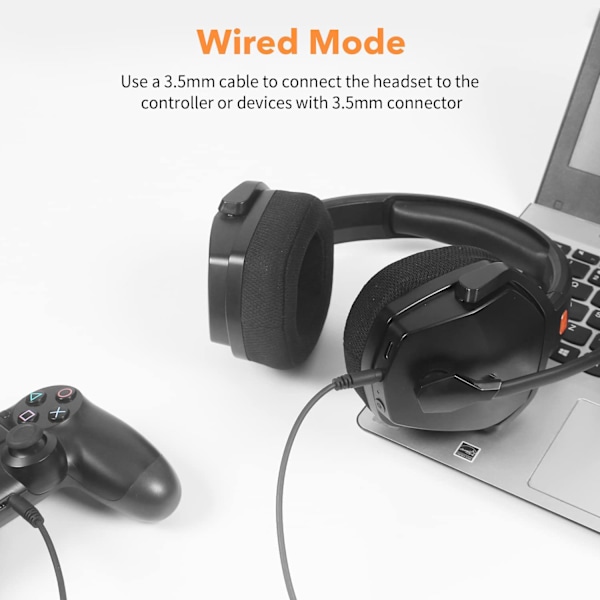 Mångsidiga Gaminghörlurar, Ultralåg Latens för PS5, PC, Switch, Exceptionell Batteritid för Långa Spelsessioner, Trådlöst Gamingheadset med