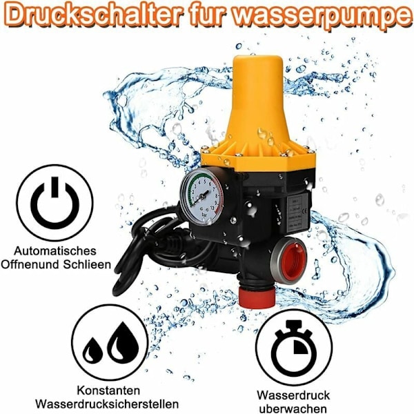 Elektronisk tryckströmbrytare för vattenpumpstyrning, skydd mot vattenbrist säkerställer säker och pålitlig drift, bred spänningskompatibilitet för hem och trädgård