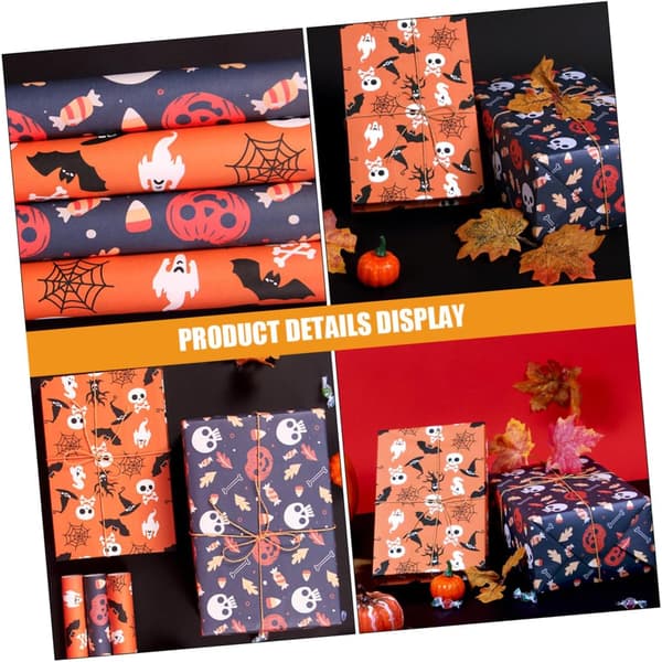 Halloween Gift Wrapping Paper 10 Sheets 50x70cm Spooky Patterns DIY Party Decorations