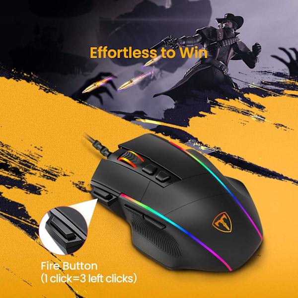 Ergonomisk Gamingmus med Uppladdningsbart Batteri, Programmerbara Knappar för Anpassningsbart Spelande, Bred Kompatibilitet Säkerställer Sömlös Användning