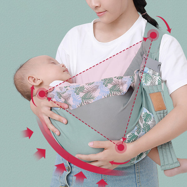 Baby Carrier Warp Bomuld Hudvenlig Blød Arbejdsbesparende Baby Sling Carrier Wrap til Nyfødt Småbarn Spædbarn Grøn