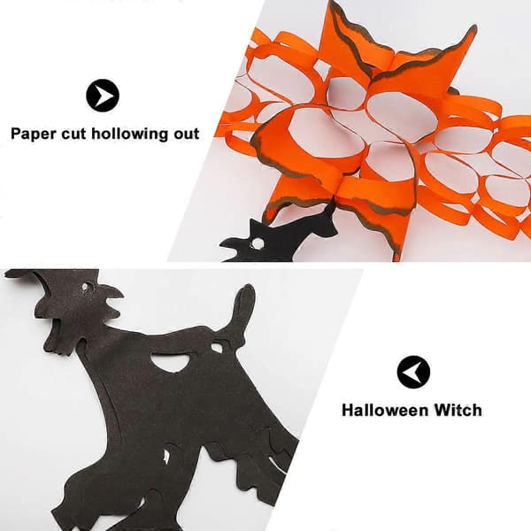 Witch Pattern Garland Halloween Decorative Hanging Paper Pendants