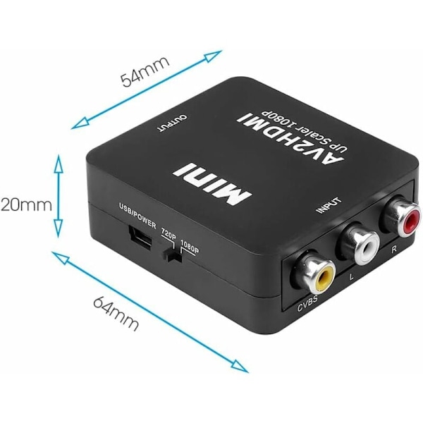 Komposit till HDMI-adapter, din port till modern displayteknik, Plug and Play för sömlös anslutning, Stöd för PAL NTSC säkerställer global användning