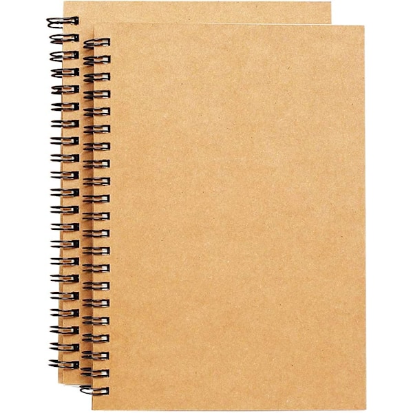 Elegant Hårdpärm Blankt Skissblock, Fintexturerat Ljust Papper, A4-storlek 60 Ark 2-pack, Syrafritt Papper Spiral Skissbok med Perforerade Kanter