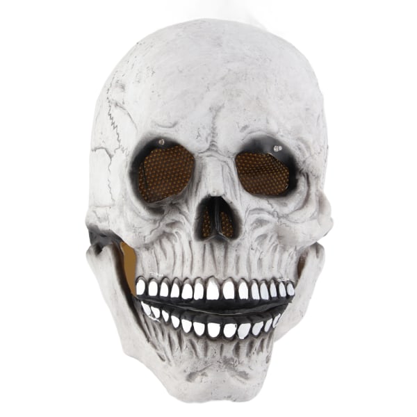 Full Head Bone Face Cover Eller Hjelm med Bevegelig Haken LED Lysende Horror Head Bone Face Cover Halloween Party Cosplay Hodeplagg