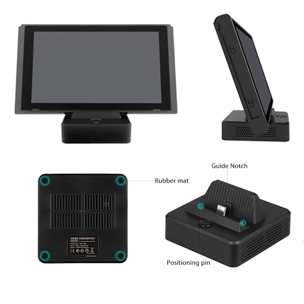 Nintendo Switch Dockningsstation, Ersättningsdocka med One-touch Display Switching för Enkel Spelupplevelse, Utrustad med Extra USB 3.0-Port &