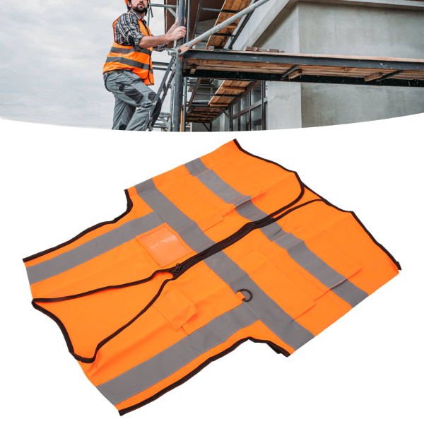 Heijastava turvaliivi useita taskuja vedenpitävä, näkyvä vetoketjullinen etuturvaliivi Guardian Orangelle