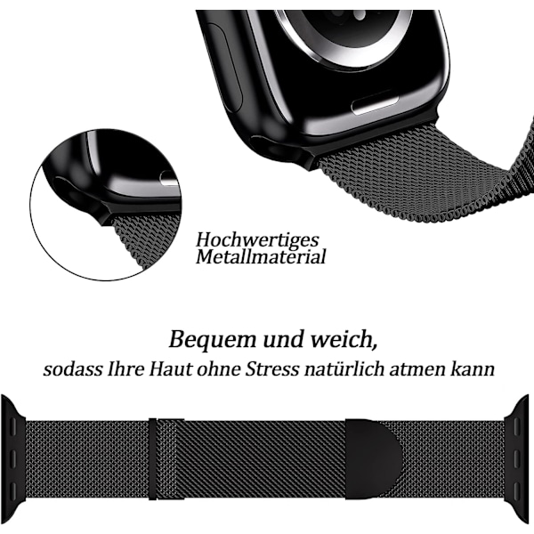 Elegant Milanese Loop Armband, Justerbart Armband i Rostfritt Stål med Magnetlås för Apple Watch Ultra 2, Series 10, 9, 8, 7, 6, 5, 4, 3, 2, 1 SE,