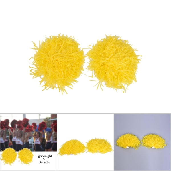 1 par Cheerleader Aerobics Pom Poms Pompoms för dansfest skolsportstävling (gul)