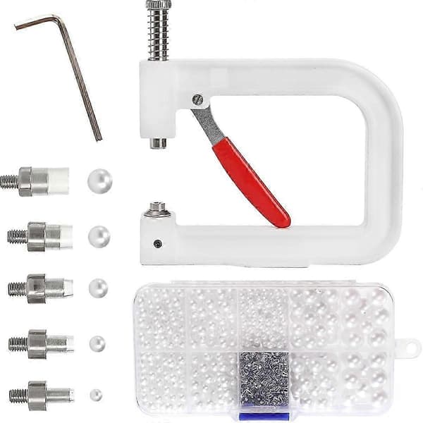 5 Sizes Hand Press Pearl Setting Tool Set for Hats & DIY Accessories, Pearl & Rivet Fixing Machine